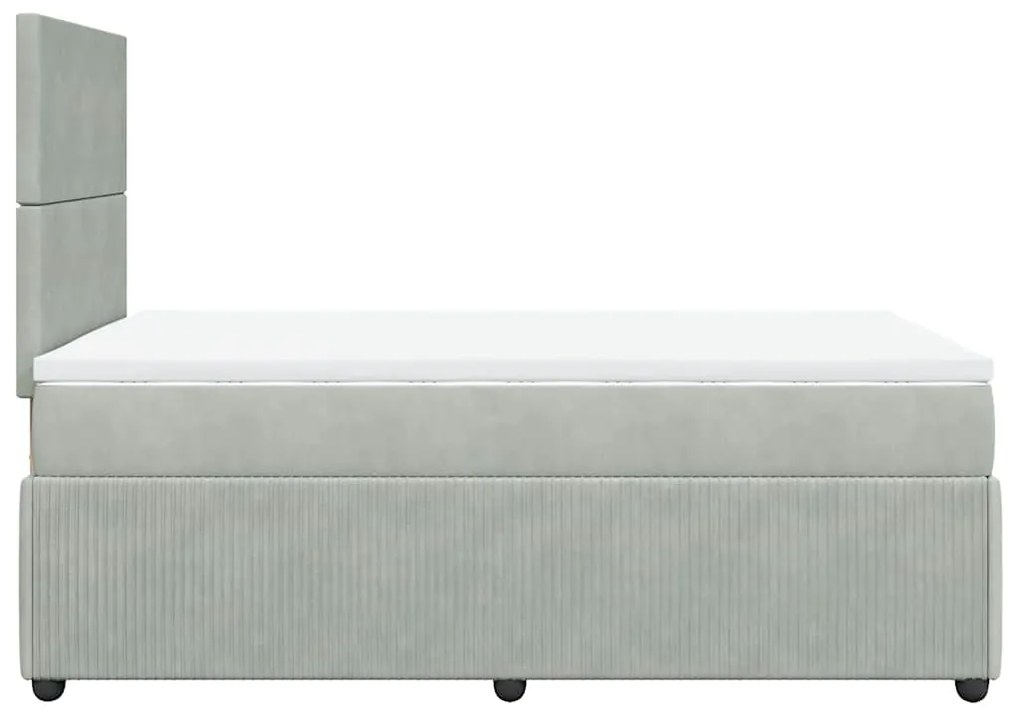 Cama boxspring com colchão 120x190 cm veludo cinzento-claro