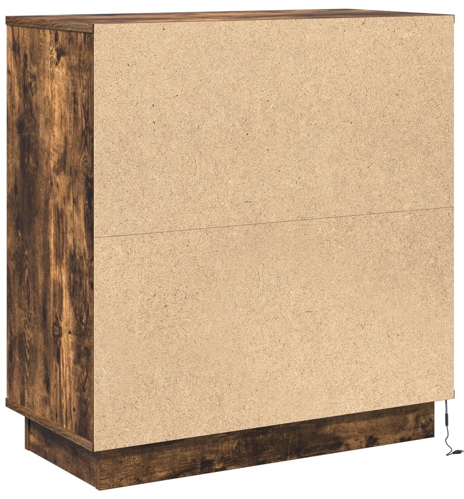 Criado-mudo com LED Carvalho Fumado 71x34,5x75 cm Madeira de Engenhari
