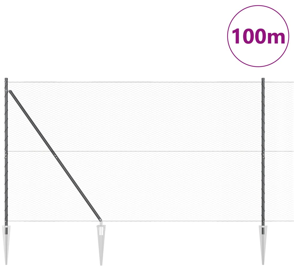 Cerca Hexagonal vidaXL Cinza 1,6x100 m Aço