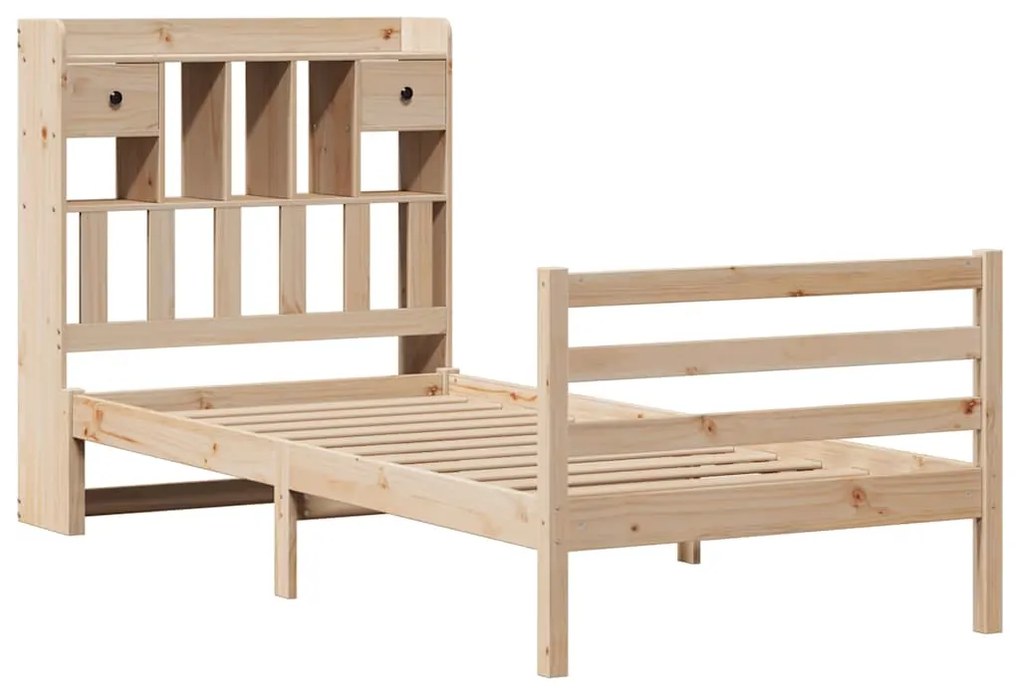 Cama com estante sem colchão 75x190 cm pinho maciço