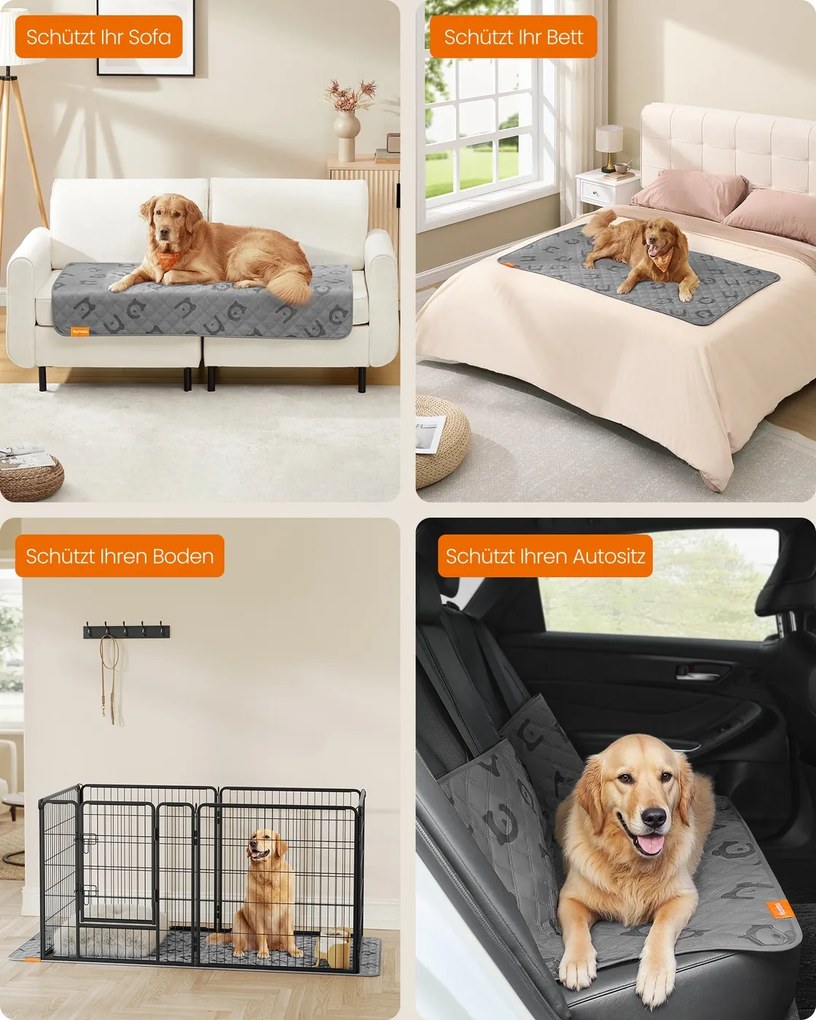 Manta impermeável para cães 135 x 76 cm cinzento