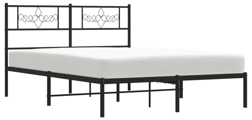 Estrutura de cama em metal com cabeceira 150x200 cm preto