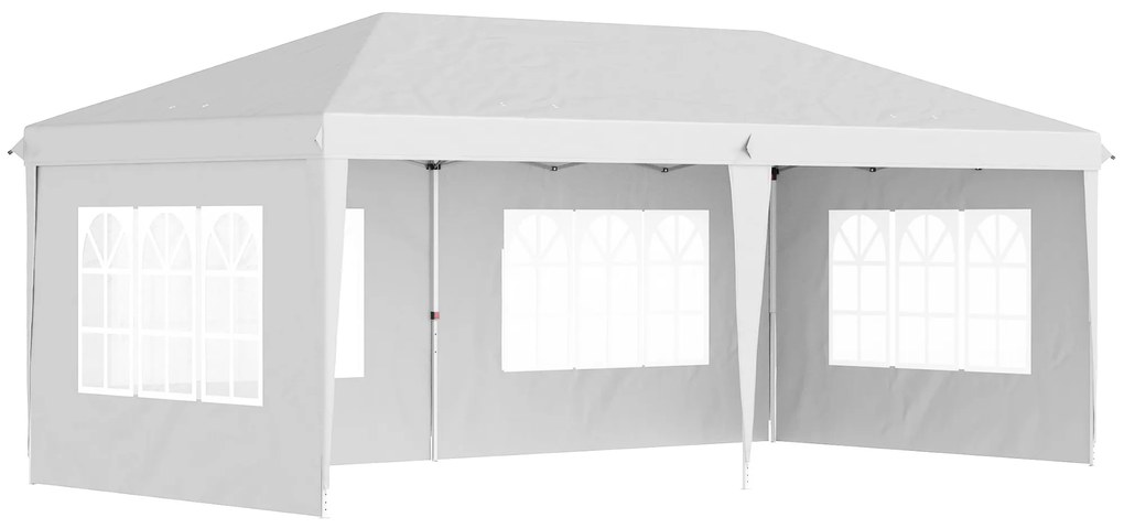 Tenda Dobrável com 4 Paredes Laterais Amovíveis 4 Janelas e Bolsa de Transporte 585x295x270 cm Branco