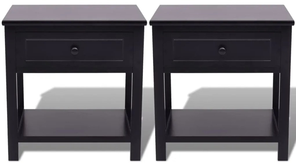 Mesas de cabeceira, 2 pcs, madeira, preto