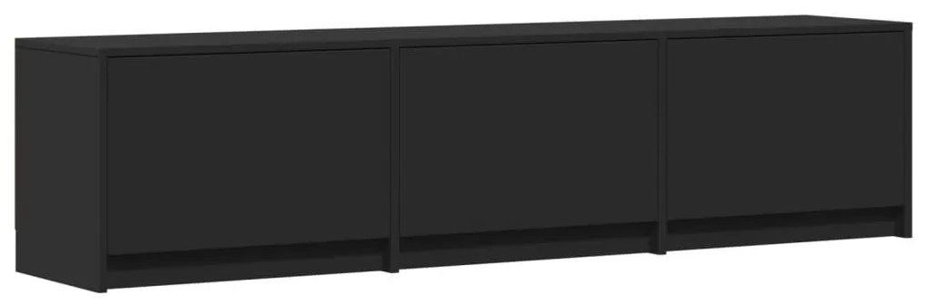 Móvel de TV com luzes LED derivados de madeira preto