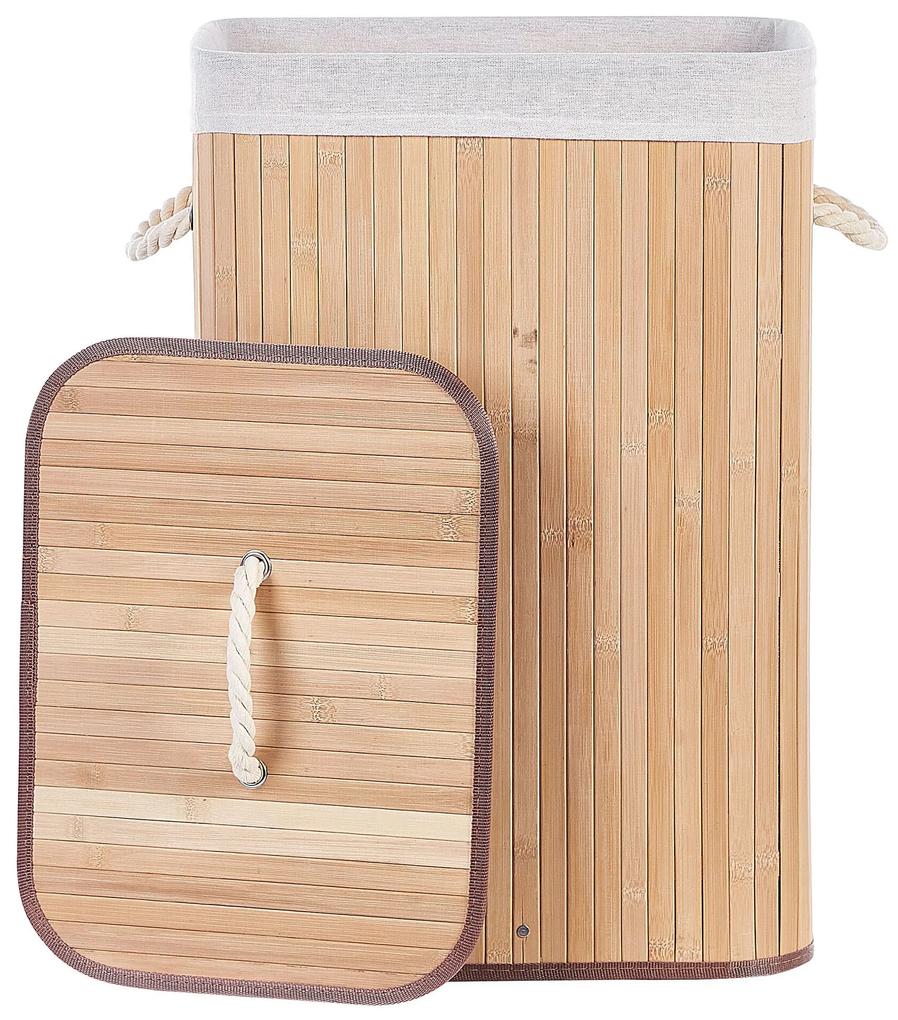 Cesto em madeira de bambu castanha clara e branca 60 cm KOMARI Beliani