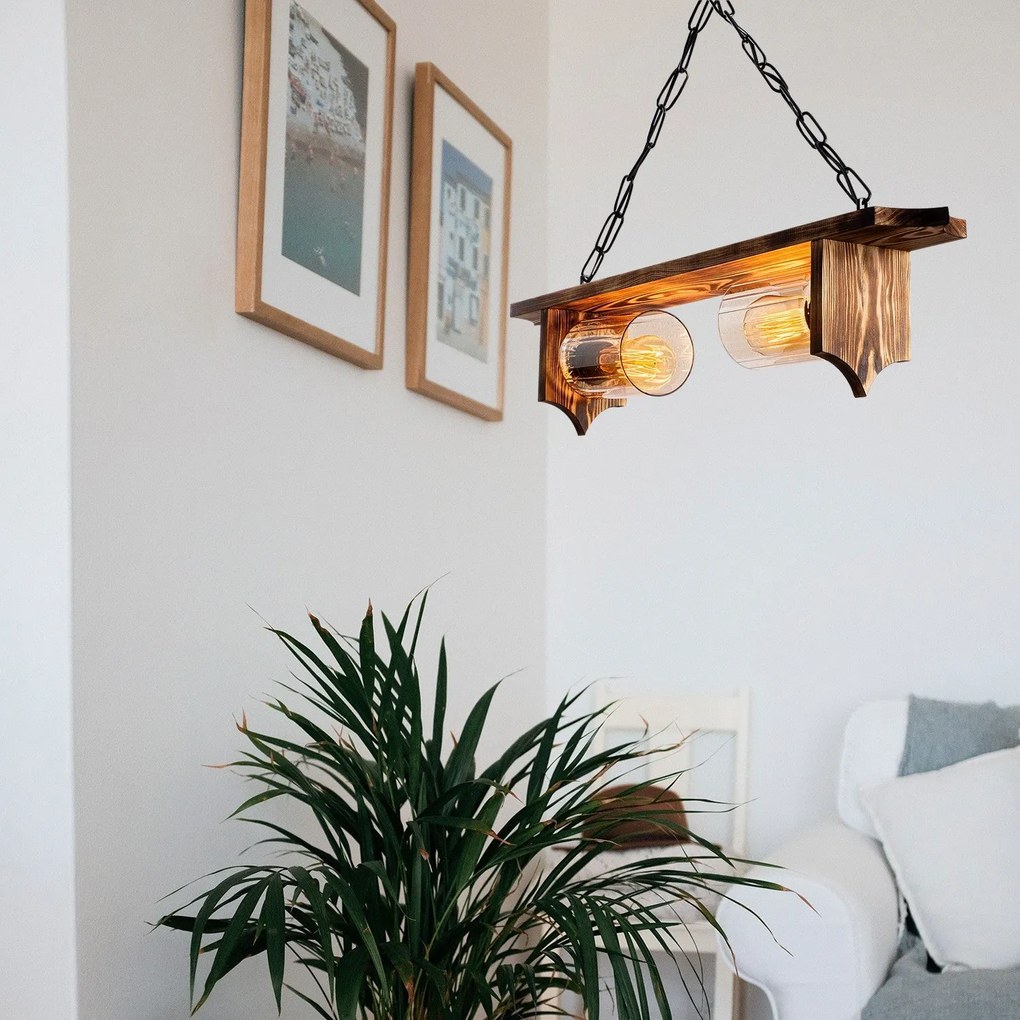 Candeeiro Chandelier Erebos – Preto Madeira – 80 x 11 cm