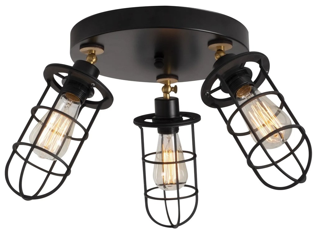 Candeeiro de Teto Kimil – Preto e Dourado – Diâmetro 56 cm
