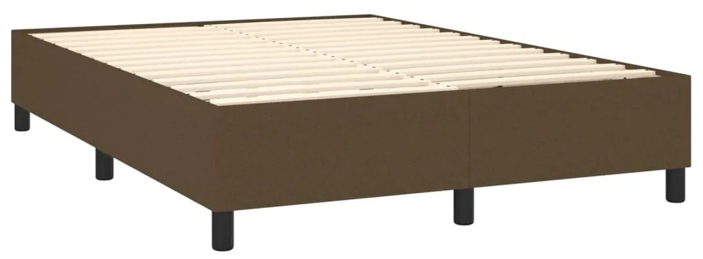 Estrutura de cama 140x190 cm tecido castanho-escuro