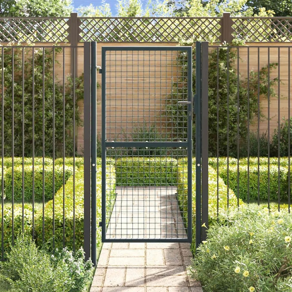 Portão de jardim em rede aço galvanizado 100x225 cm cinzento