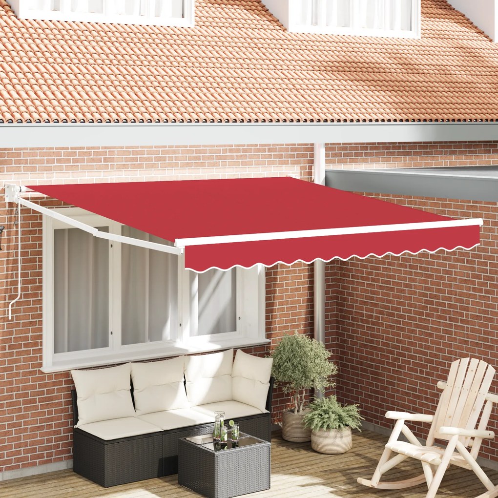Toldo Retrátil Automático vidaXL Vermelho 350x250 cm