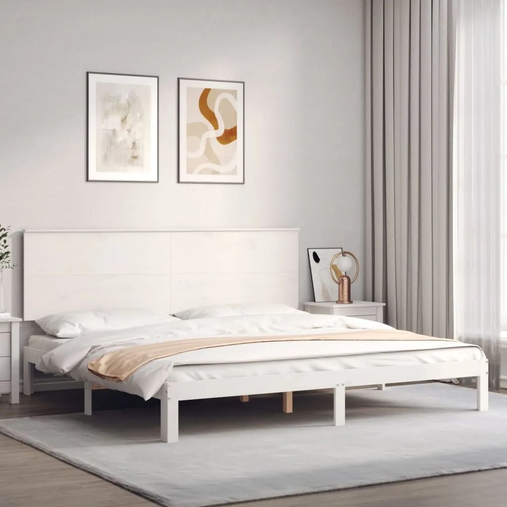 vidaXL Cama sem colchão 200x200 cm madeira de pinho maciça branco