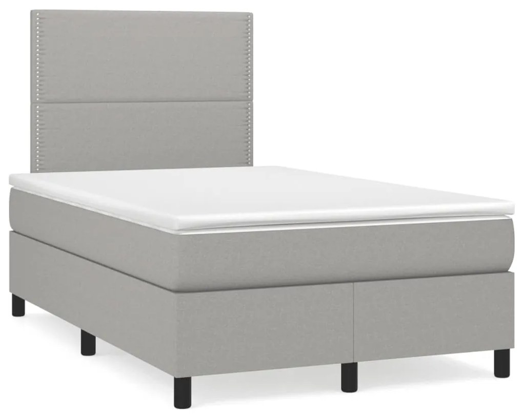 Cama boxspring com colchão 120x190 cm tecido cinzento-claro