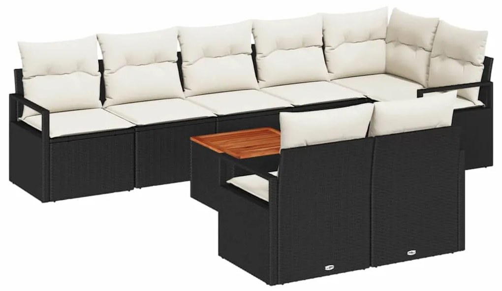 Conjunto de Sofás de Jardim 9 pcs Preto, branco Grande