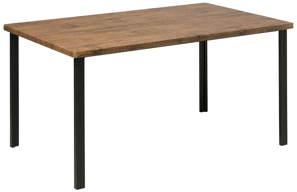 Mesa de jantar efeito de madeira em metal 150 x 90 cm preto e castanho LAREDO Beliani