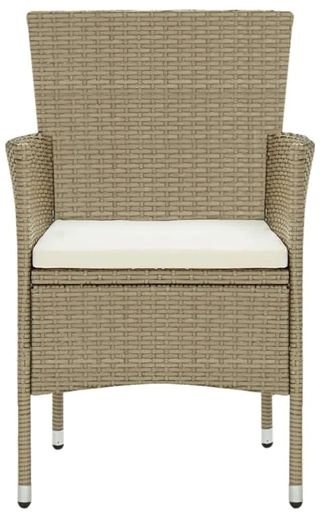 3 pcs conjunto jantar p/ jardim c/ almofadões vime PE bege
