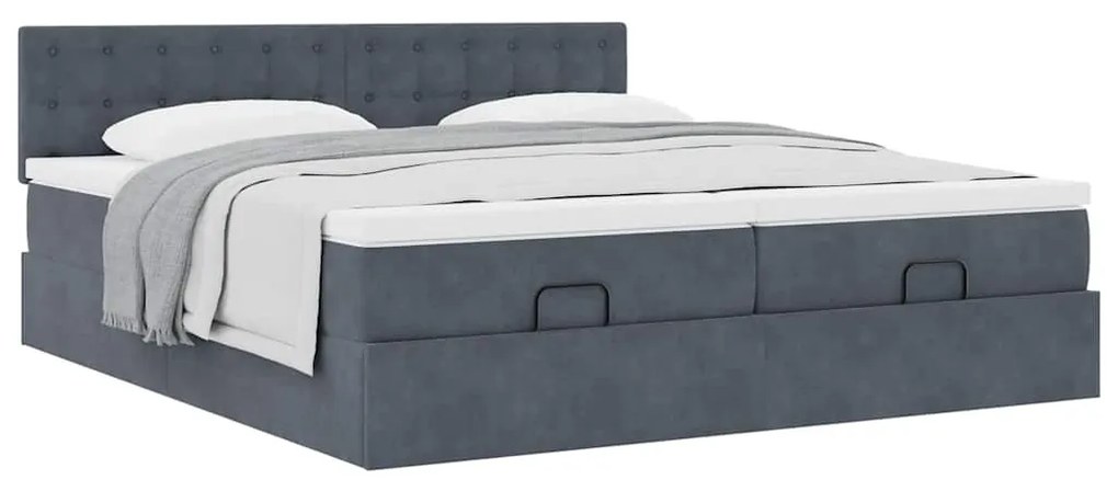Estrutura cama otomana colchões 160x200 cm cinzento escuro