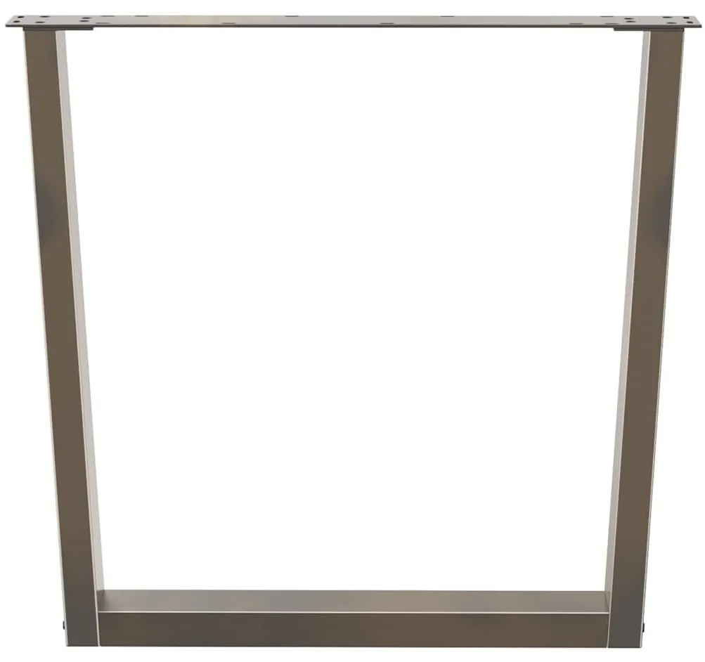 Pés para mesa de jantar em formato de V, 3 peças, aço natural, 80x(72-