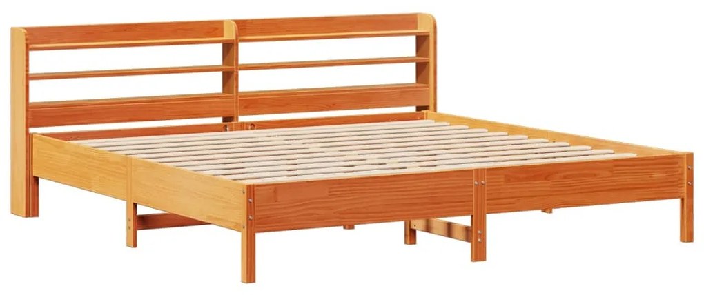 Cama sem colchão 200x200 cm pinho maciço castanho-mel