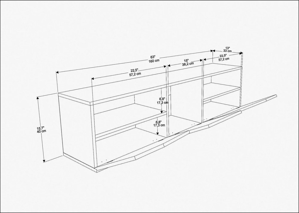 Móvel para TV Carson – Carvalho Branco – 160 x 35,3 x 40 cm