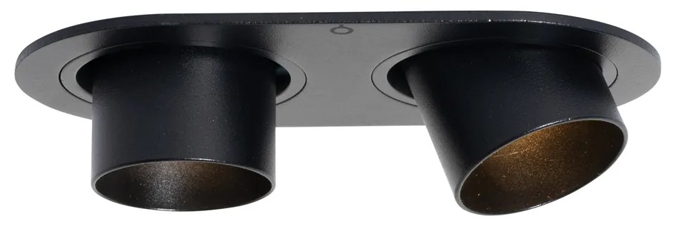 Set van 6 inbouwspots zwart GU10 35mm kantelbaar 2-lichts - Installa Moderno