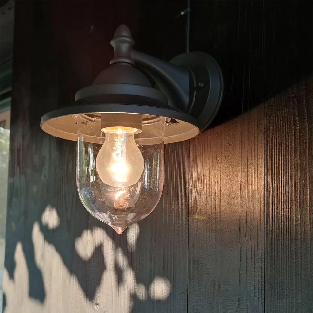 Candeeiro de parede exterior romântico cinzento escuro - Oxford