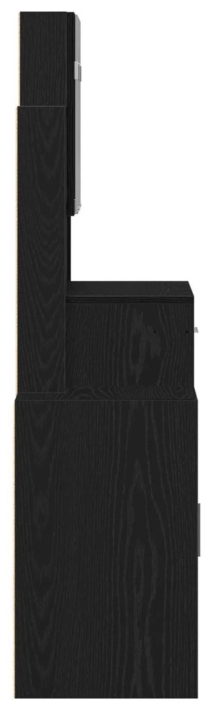 Mesa de Maquiagem com Espelho e Luzes LED Madeira de Carvalho Preto