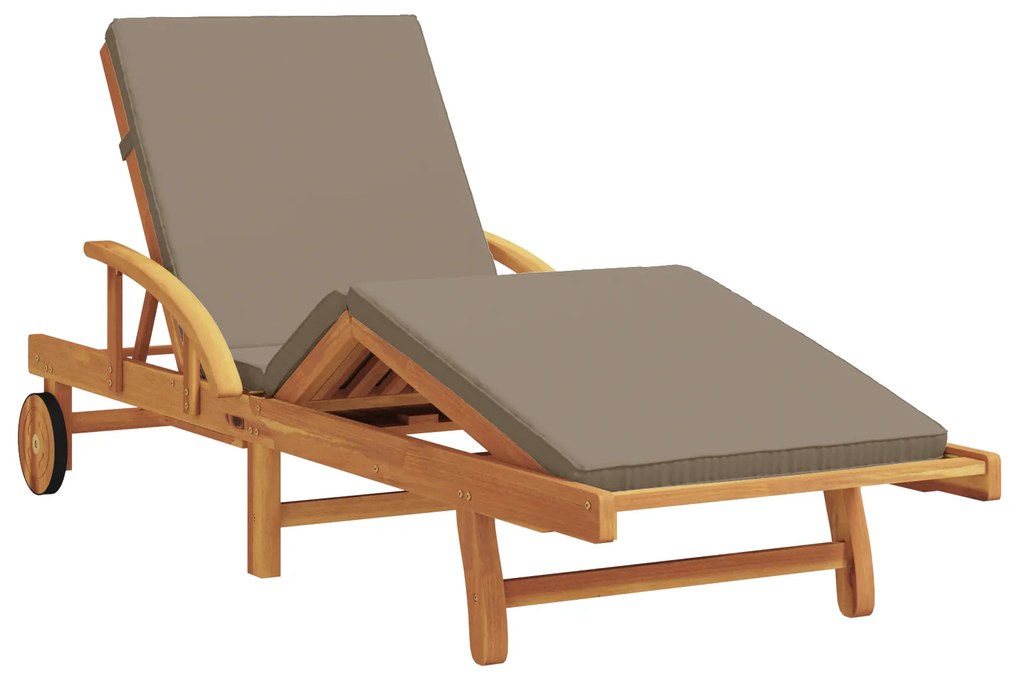 Conjuntos de Espreguiçadeiras 2 pcs com Almofadas e Mesa Taupe Madeira