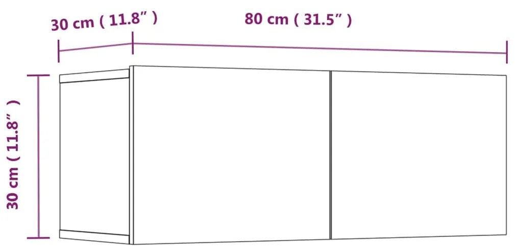 Conjunto móveis de TV 4 pcs madeira processada branco