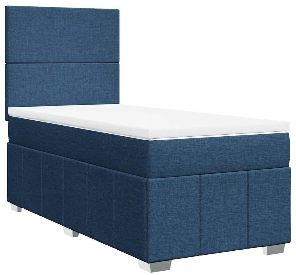 Cama com molas/colchão 80x200 cm tecido azul