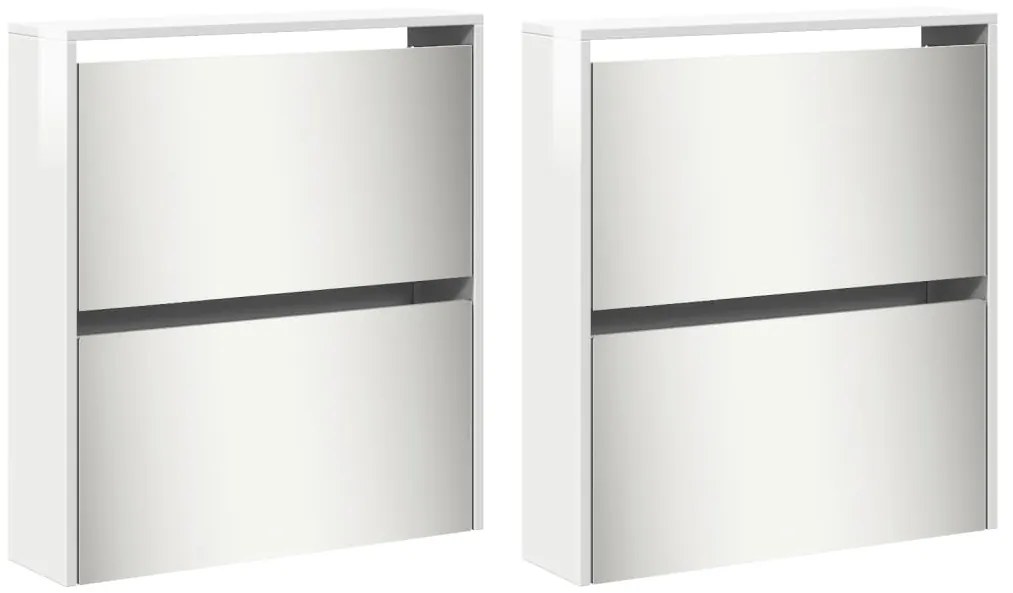 Sapateira c/ espelho 4 divisórias 63x17x134 cm branco brilhante