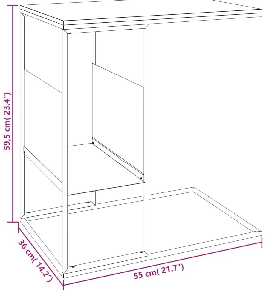 Mesa de apoio 55x36x59,5 cm derivados de madeira preto