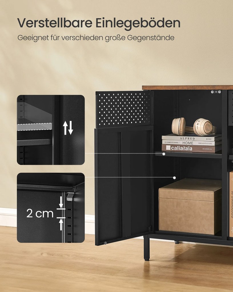 Armário de arrumação com porta dupla 40 x 110 x 76 cm castanho vintage-preto mate