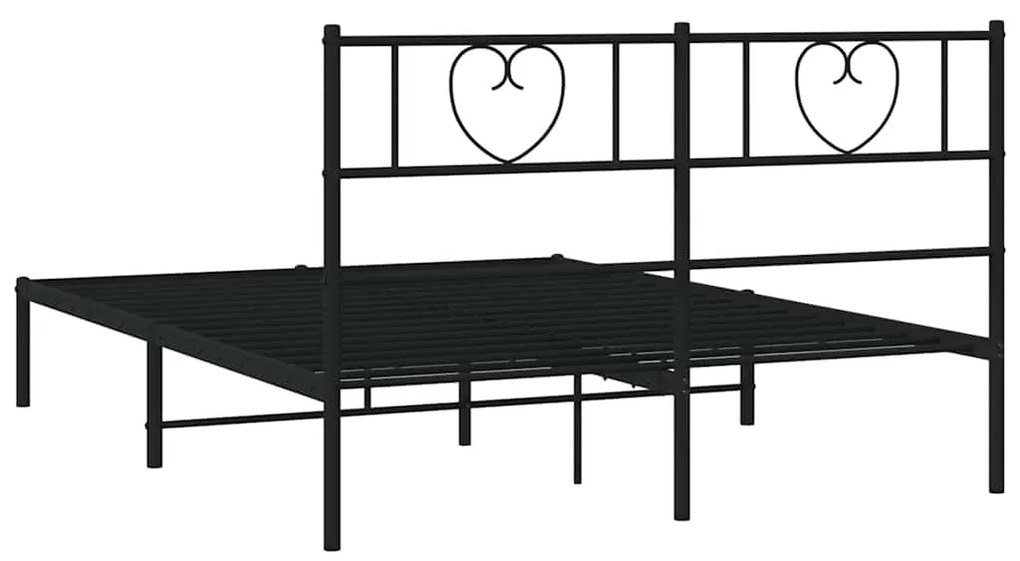 Estrutura de cama com cabeceira 135x190 cm metal preto
