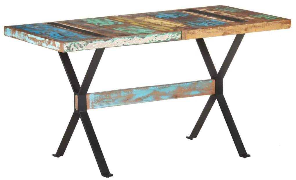 Mesa de jantar 140x70x76 cm madeira recuperada maciça