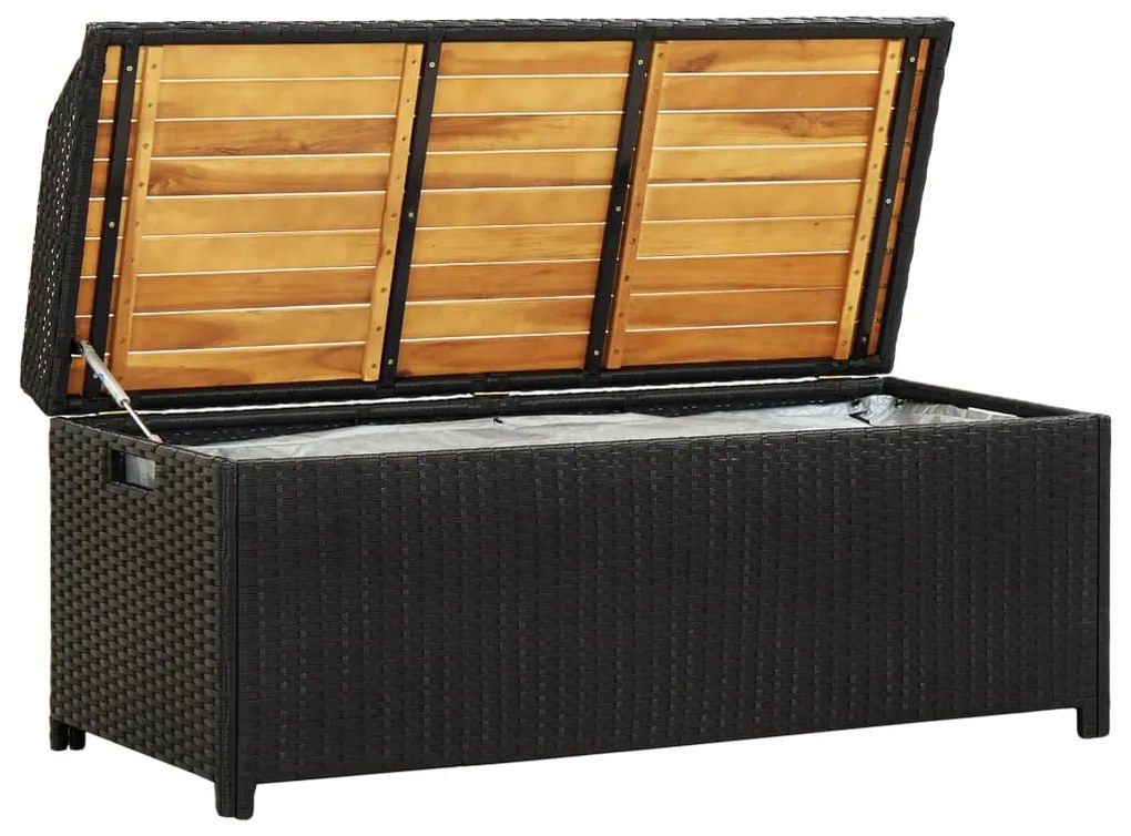 Banco de jardim c/ arrumação 120 cm vime PE preto