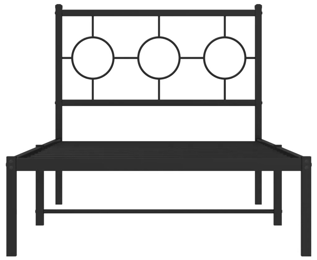 Estrutura de cama com cabeceira 90x190 cm metal preto