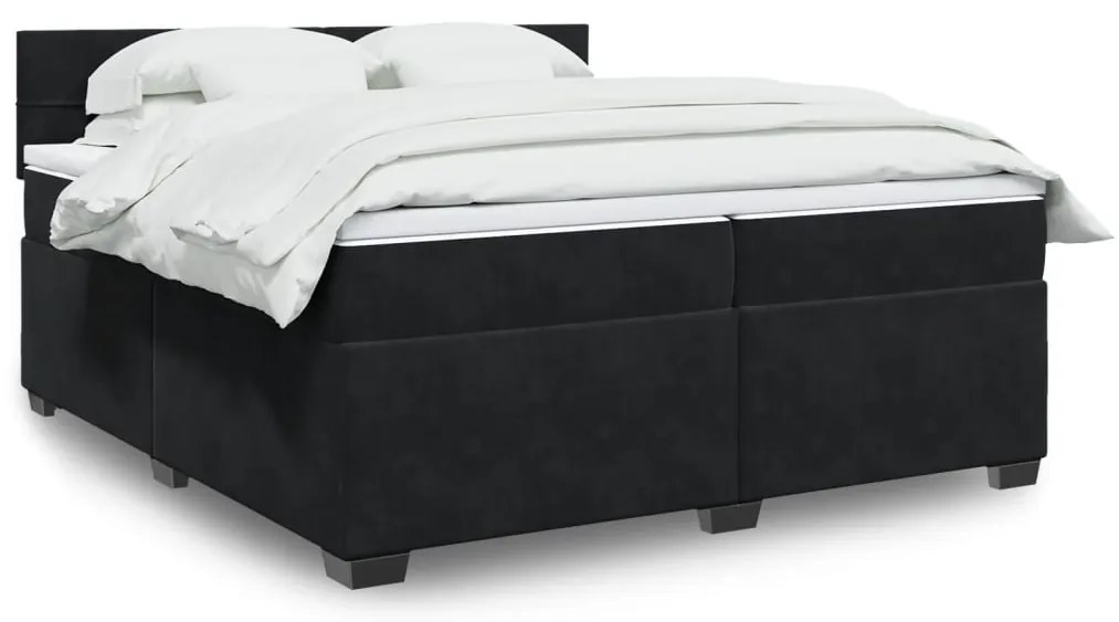 vidaXL Cama com molas/colchão 200x200 cm veludo preto