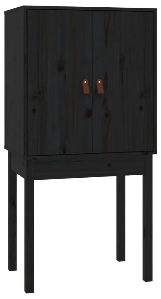 Aparador alto 60x40x120 cm madeira de pinho maciça preto