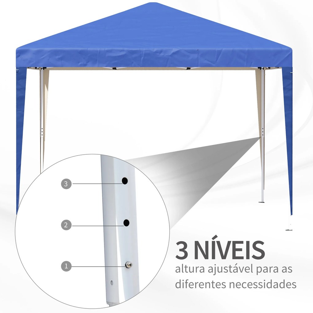 Tenda Dobrável 295x295x255 cm com Bolsa de Transporte Altura Ajustável