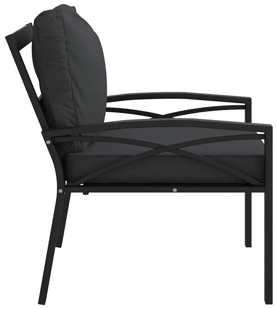 Cadeira de jardim com almofadões cinzentos 68x76x79 cm aço