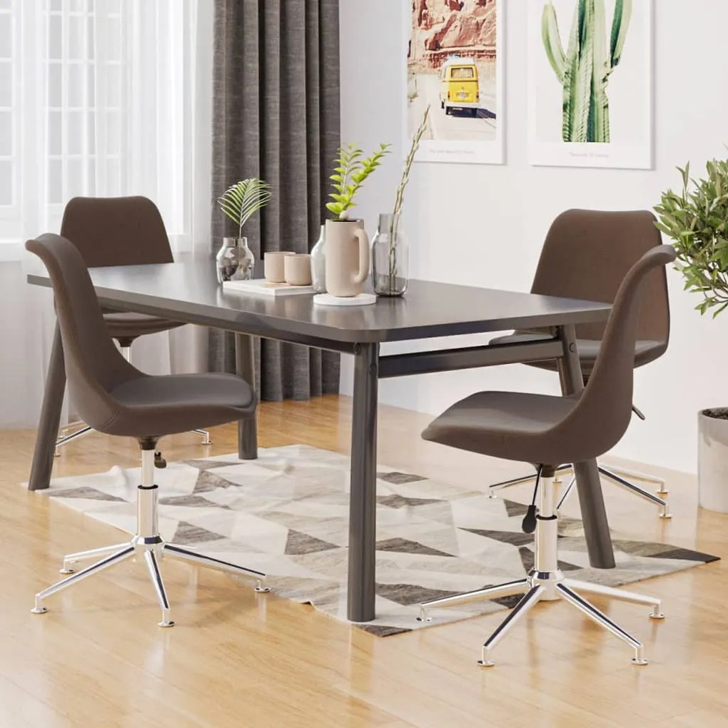 vidaXL Cadeiras de jantar giratórias 4 pcs tecido castanho