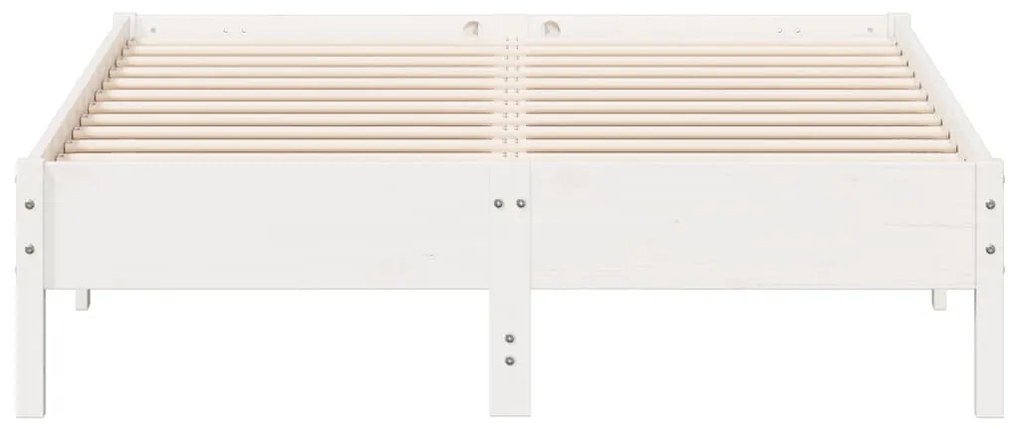 Cama sem colchão 140x190 cm madeira de pinho maciça branco