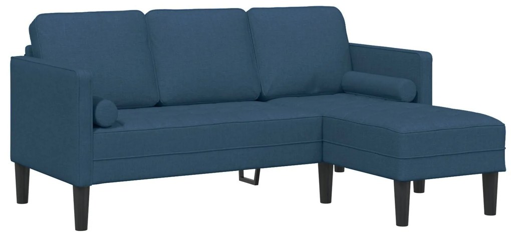 Conjunto de Sofá de 2 Peças com Almofadas em Tecido Azul
