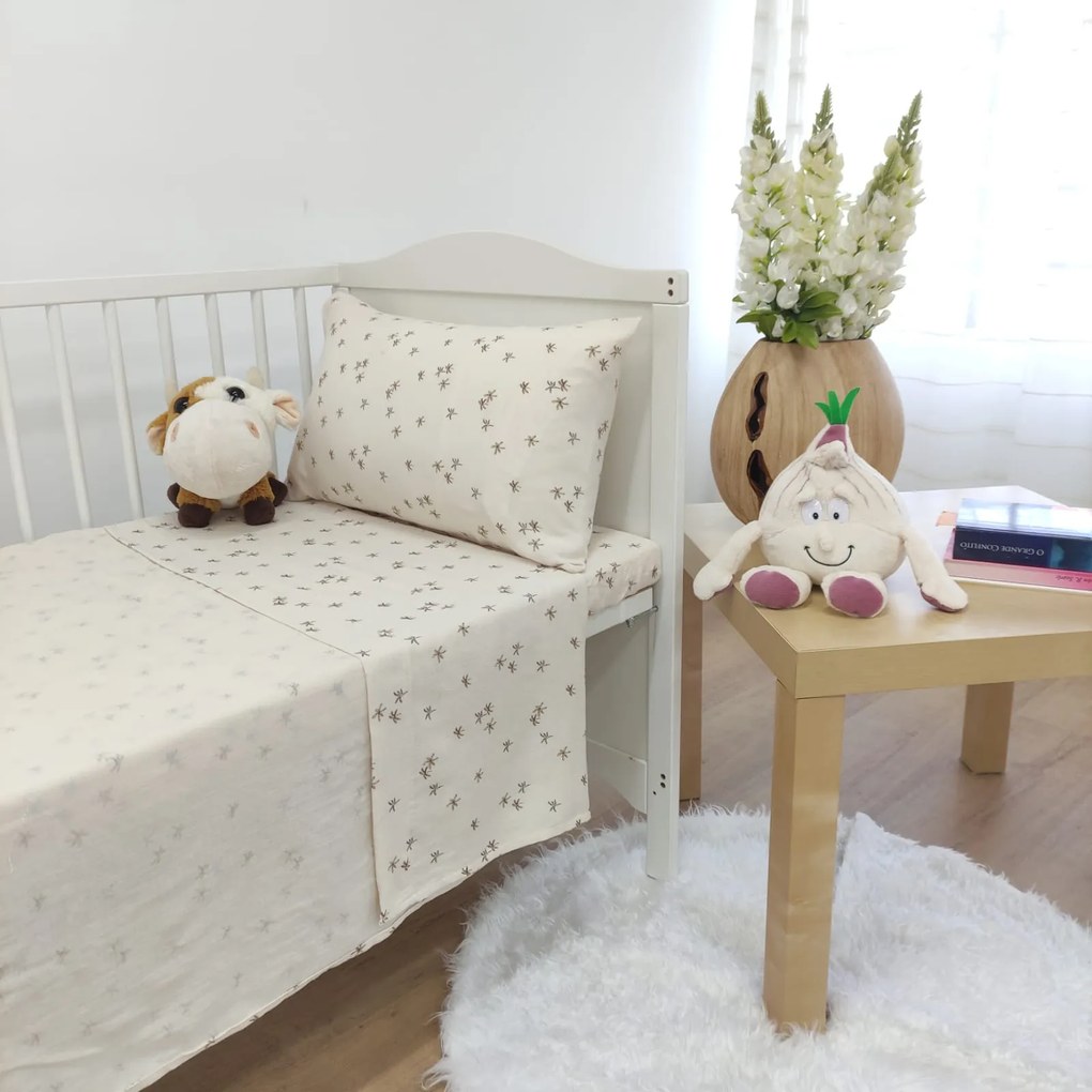 Jogo de Cama Bebé Musselina Folhas