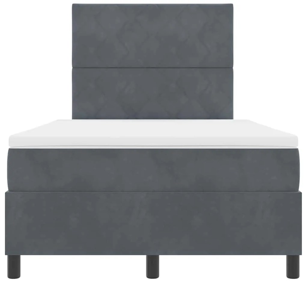 Cama Box com Colchão e LED VidaXL Cinza Escuro 120x200 cm Veludo