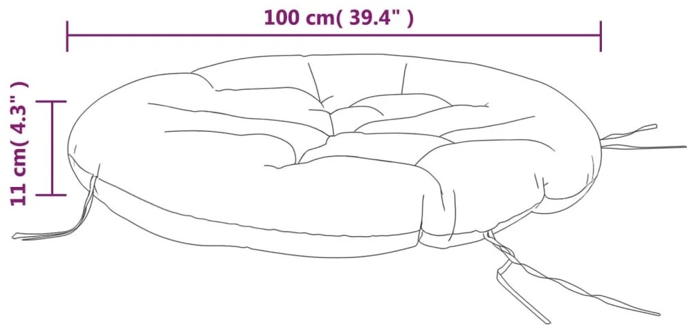 Almofadão redondo Ø 100 x11 cm tecido oxford antracite