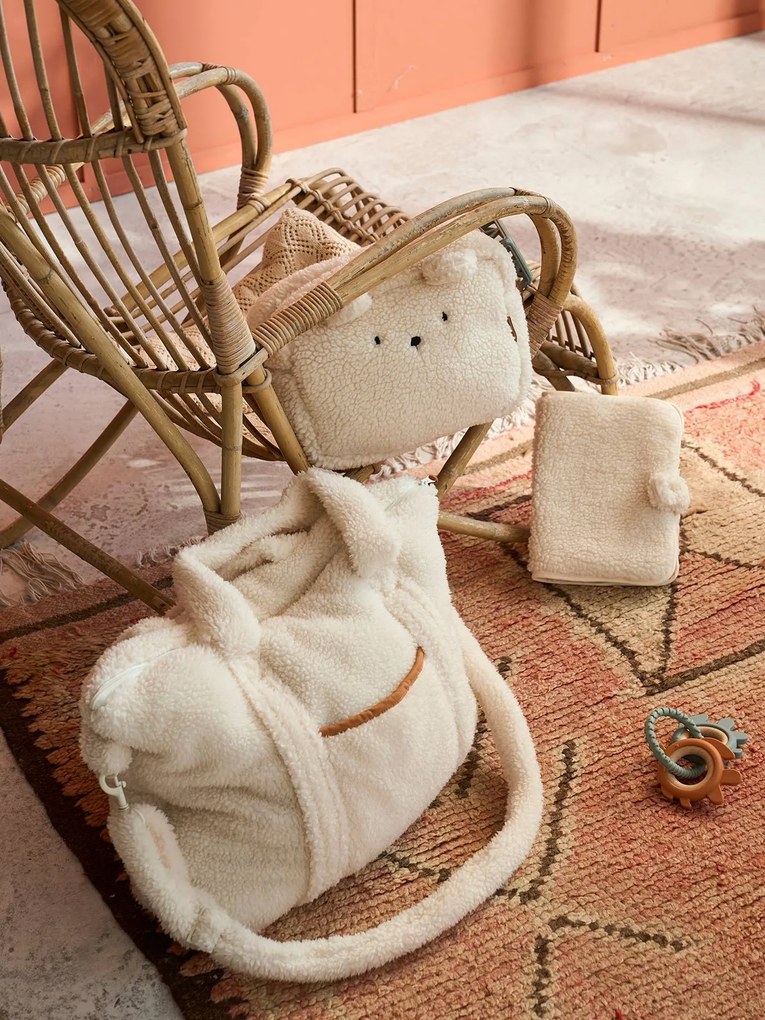 Bolsa de cuidados de higiene Urso, em sherpa, Pequeno Nómada branco claro liso