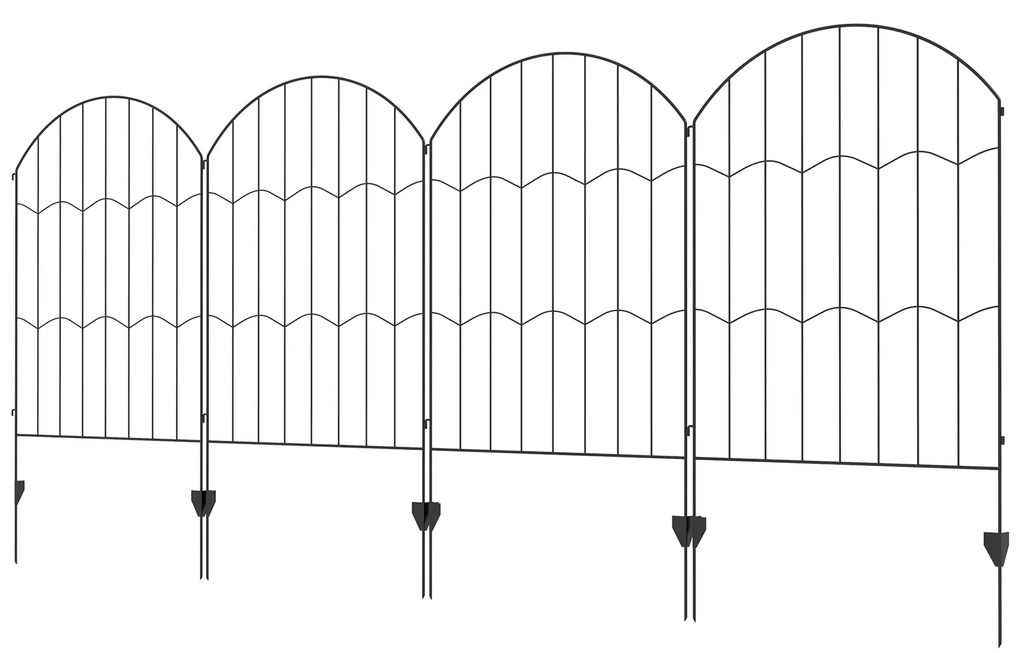 Outsunny Cerca de Jardim com 4 Painéis 88x110 cm Cercas Decorativas de Exterior de Aço com Ângulo Ajustável para Pátio Preto | Aosom Portugal