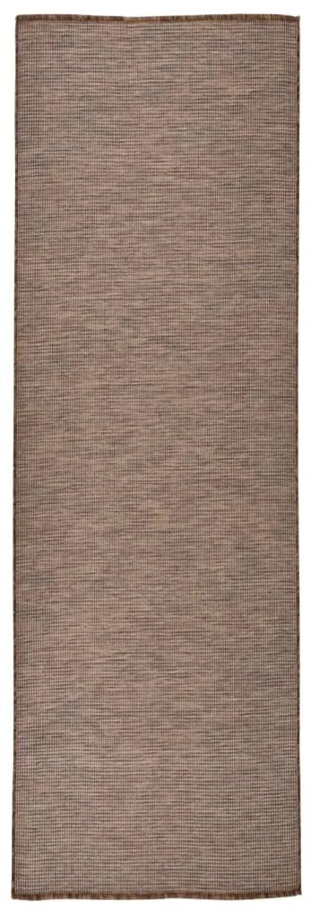 Tapete de tecido plano para exterior 80x250 cm castanho